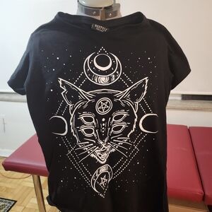 Mystical Cat Moon Phases T-Shirt - Black